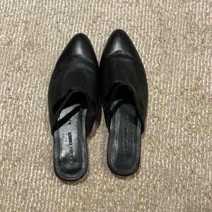 Rachel Comey black mules with 1/2 inch heel